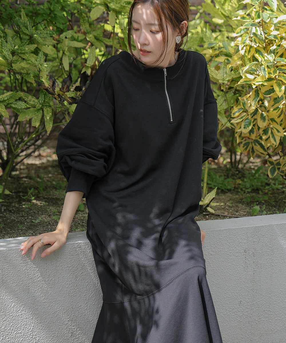 Bab 袖ボリューム前後2WAYマーメイドスウェットワンピース