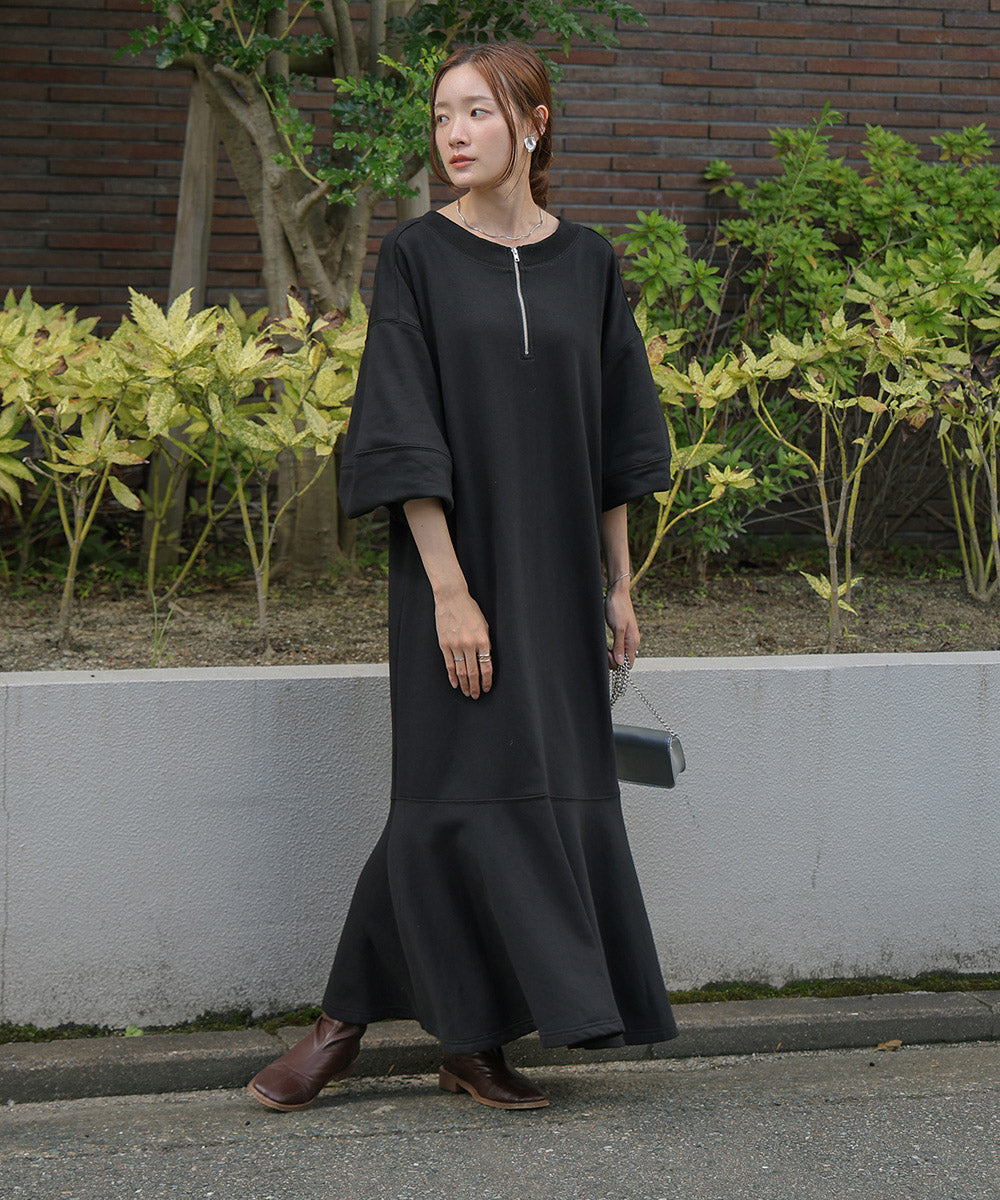 Bab 袖ボリューム前後2WAYマーメイドスウェットワンピース
