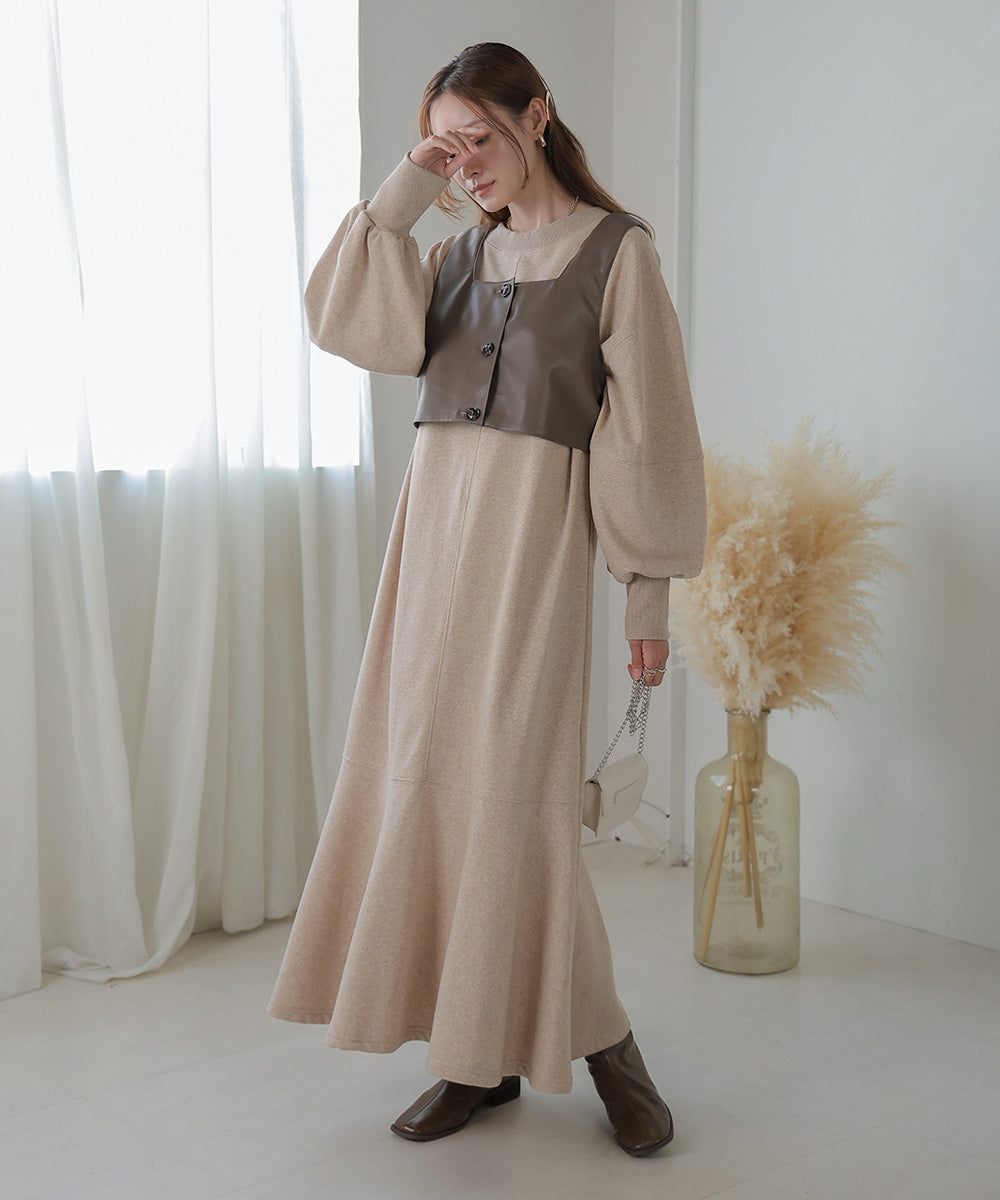Bab 袖ボリューム前後2WAYマーメイドスウェットワンピース