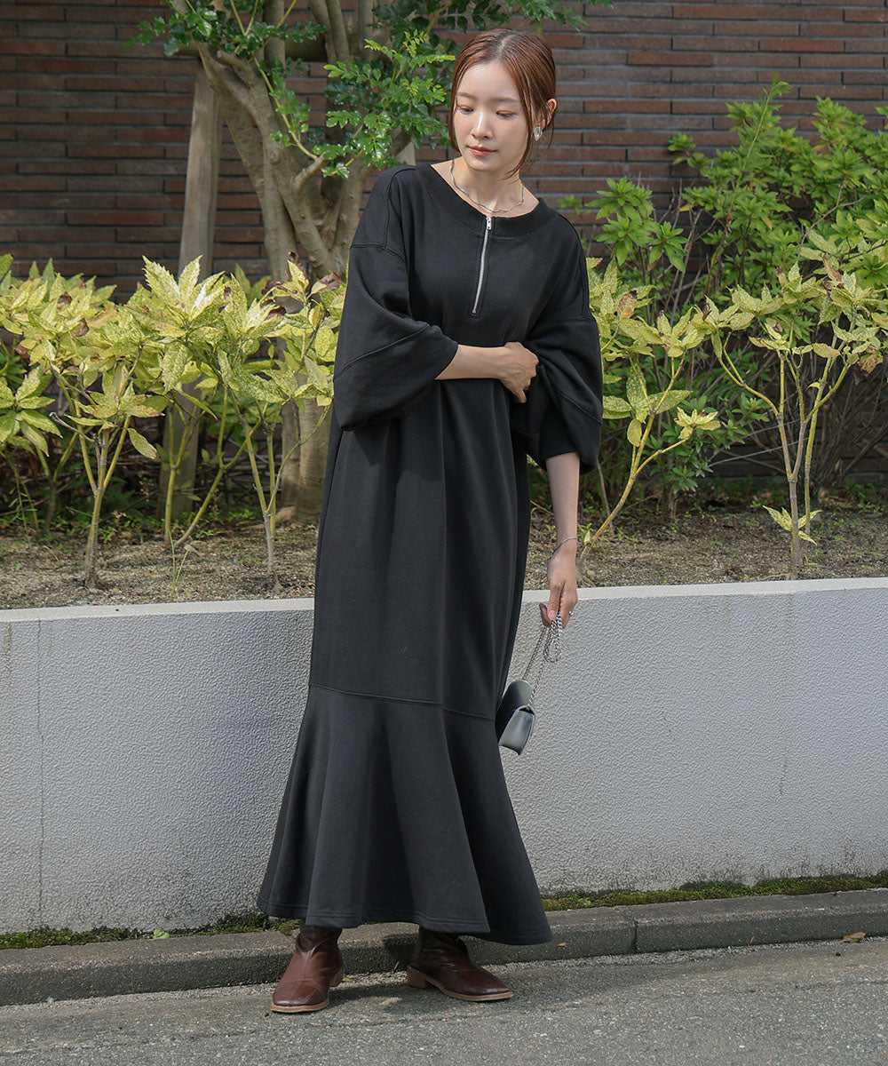 Bab 袖ボリューム前後2WAYマーメイドスウェットワンピース
