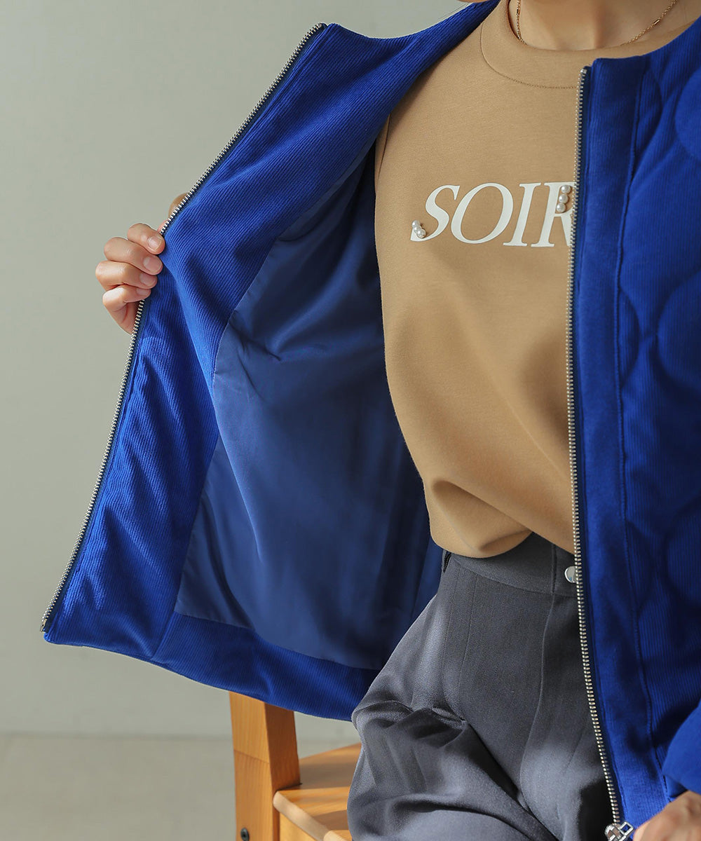 BouJeloud コーデュロイ×ニットコート