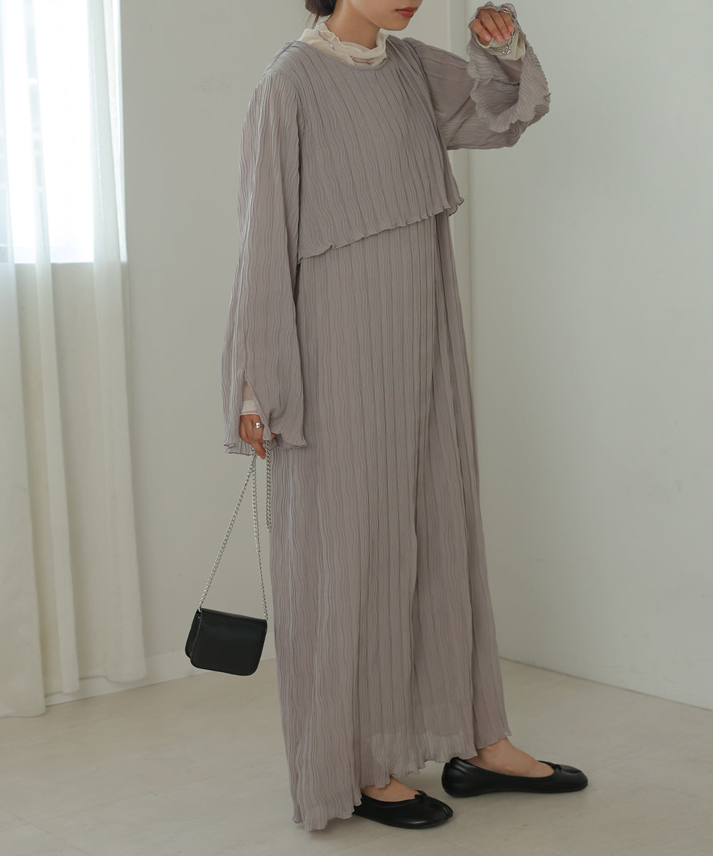 Bab ウェーブプリーツレイヤードライクワンピース