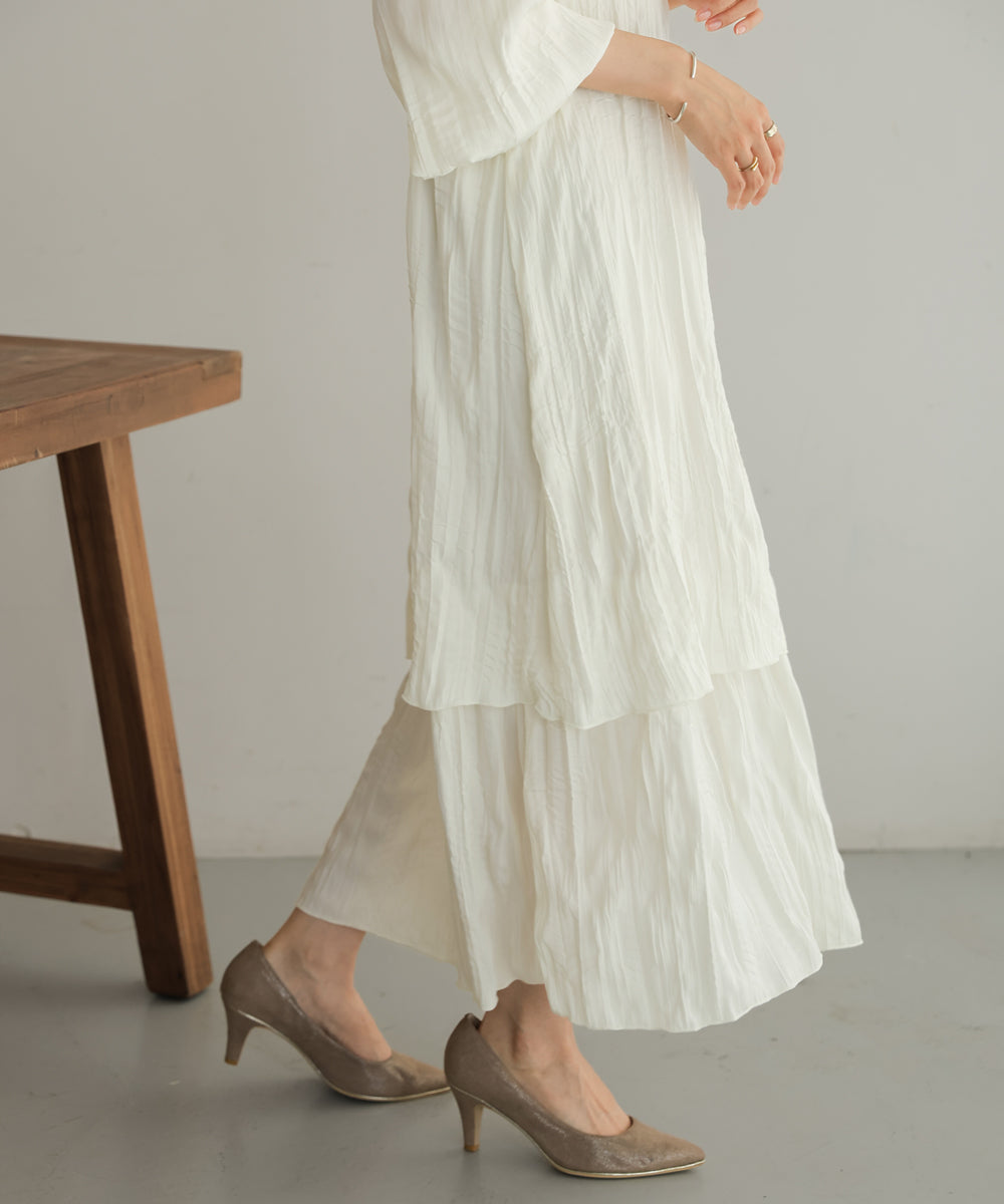 イレヘムレイヤードプリーツワンピース
