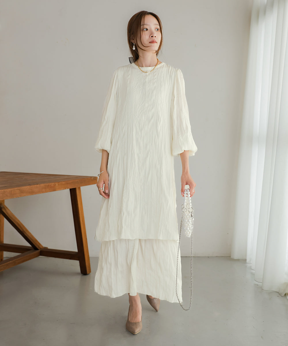 イレヘムレイヤードプリーツワンピース