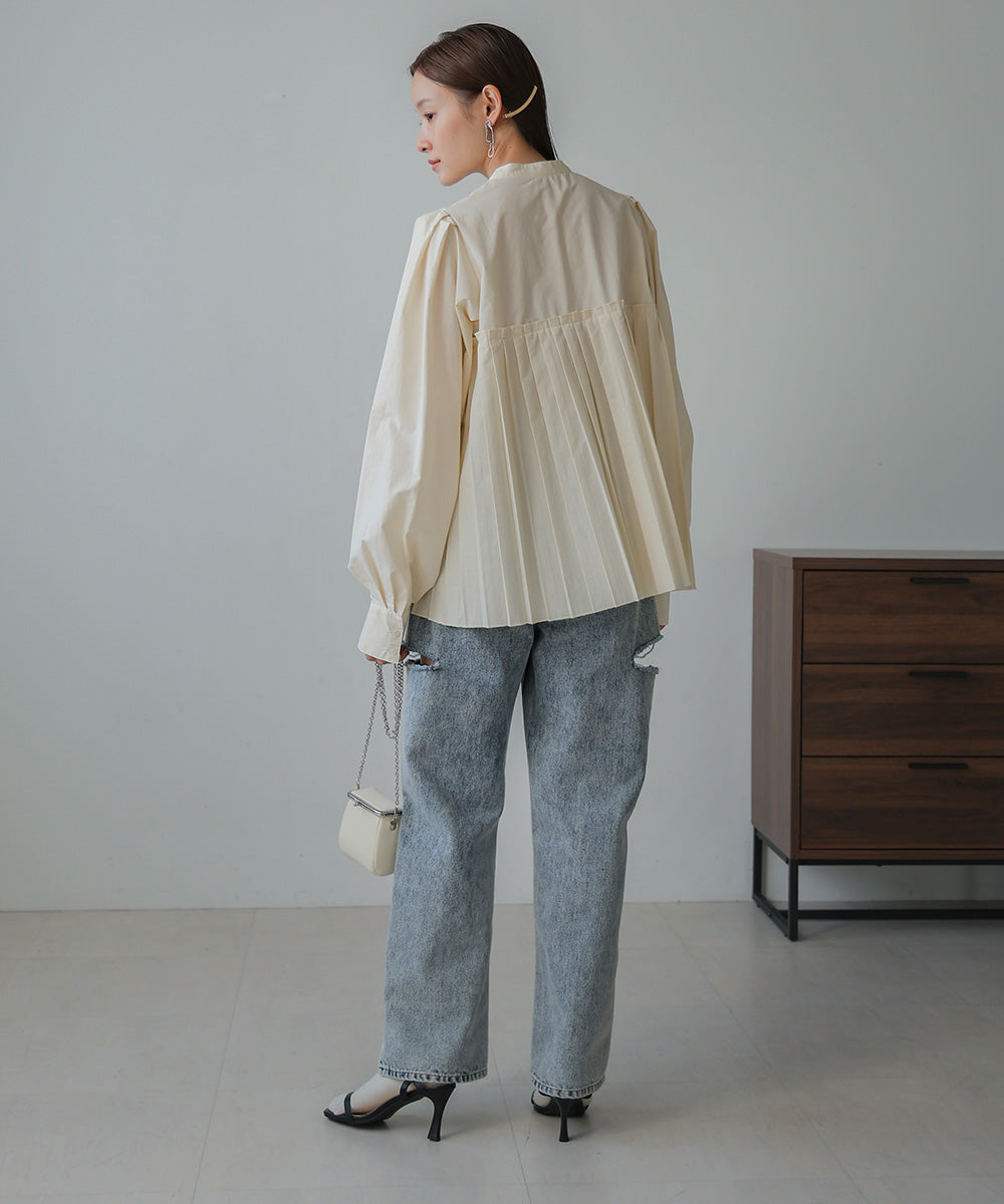 ボリュームスリーブプリーツブラウス