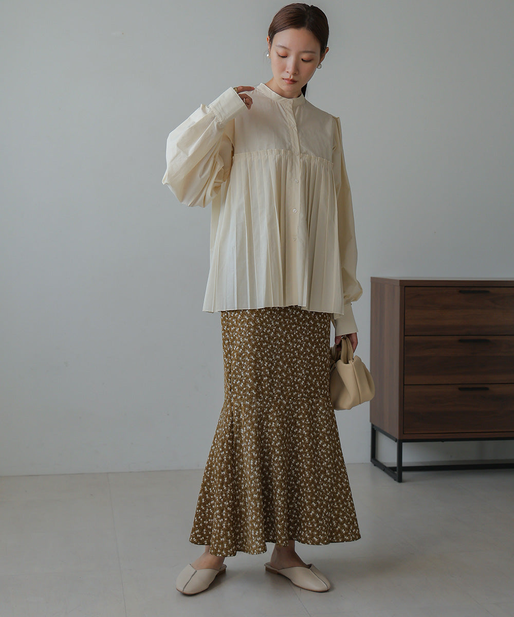 ボリュームスリーブプリーツブラウス