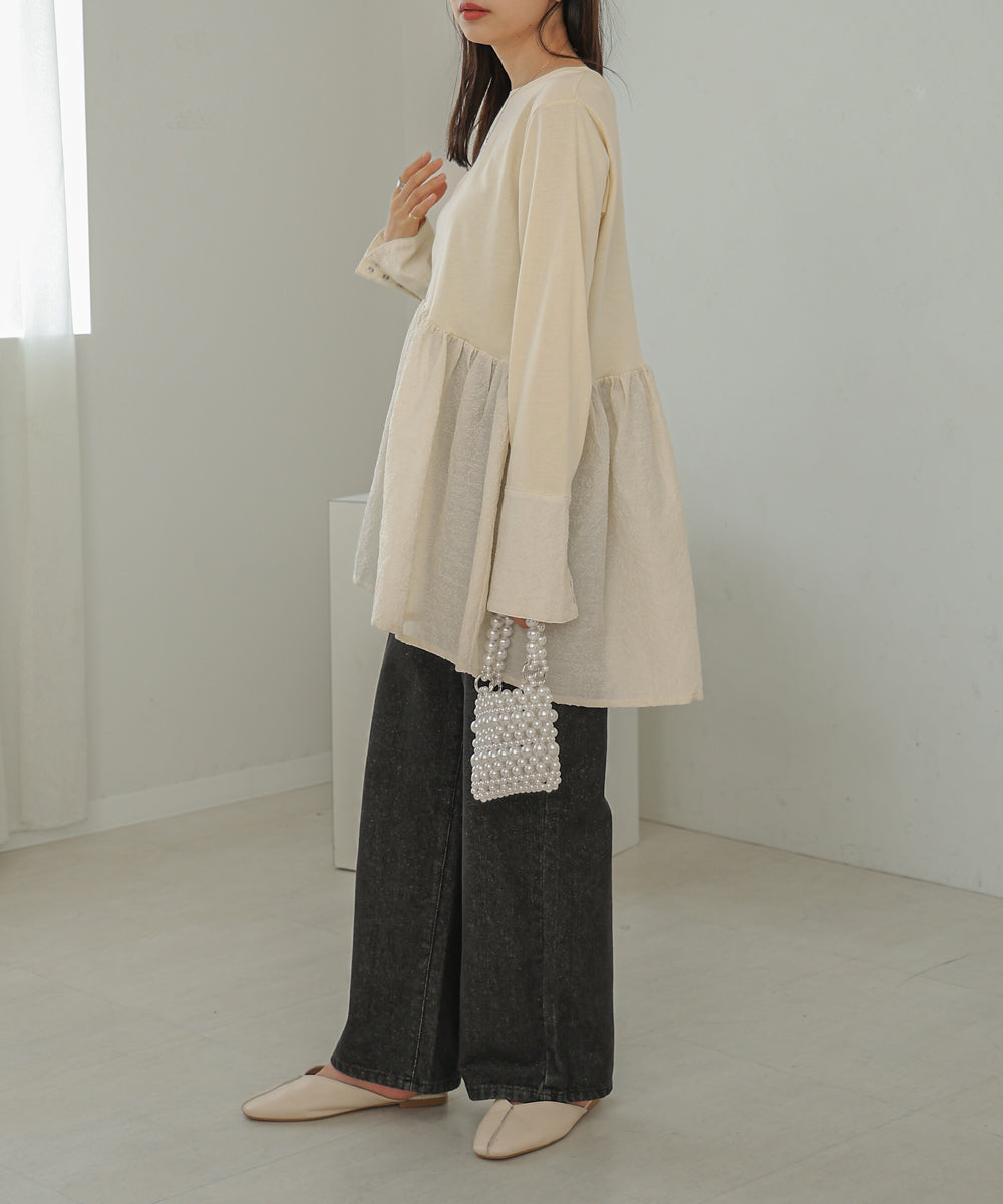 Bab ドットボタンペプラムトップス