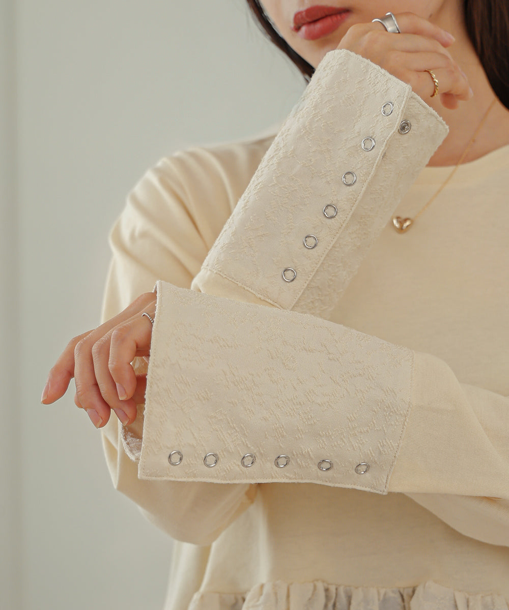 Bab ドットボタンペプラムトップス