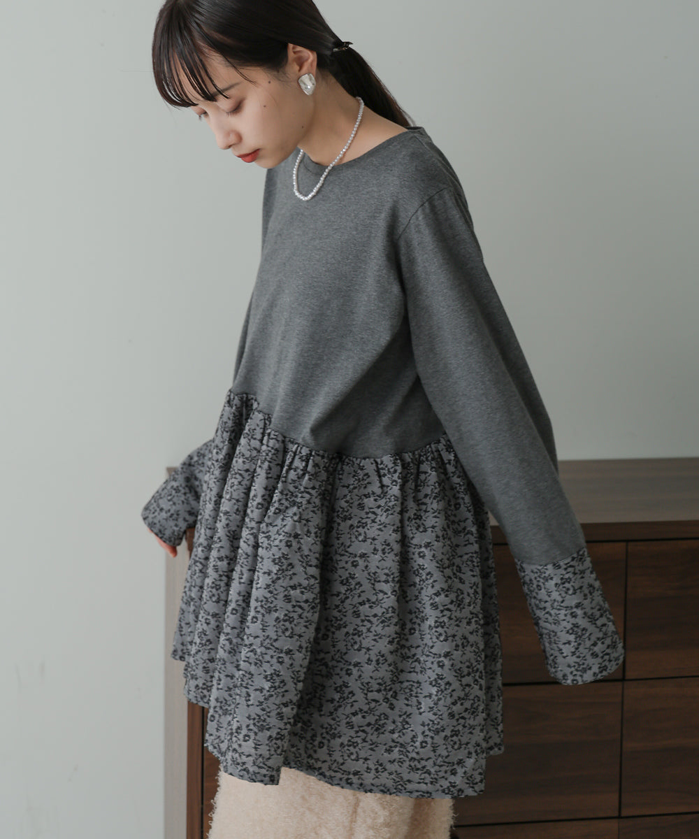 Bab ドットボタンペプラムトップス