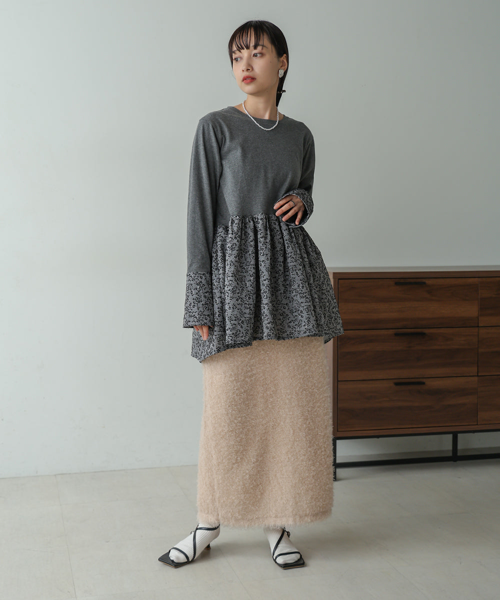 Bab ドットボタンペプラムトップス