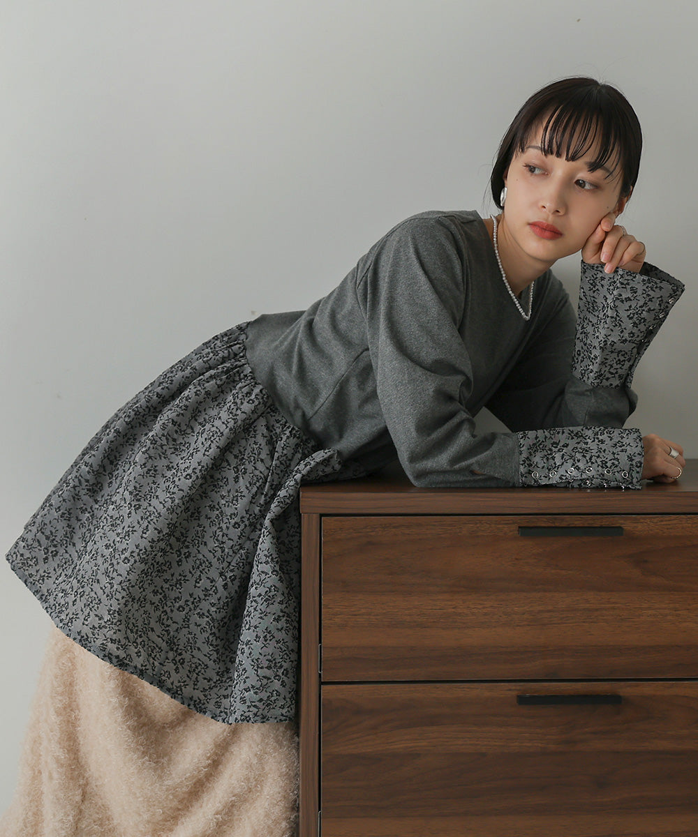 Bab ドットボタンペプラムトップス