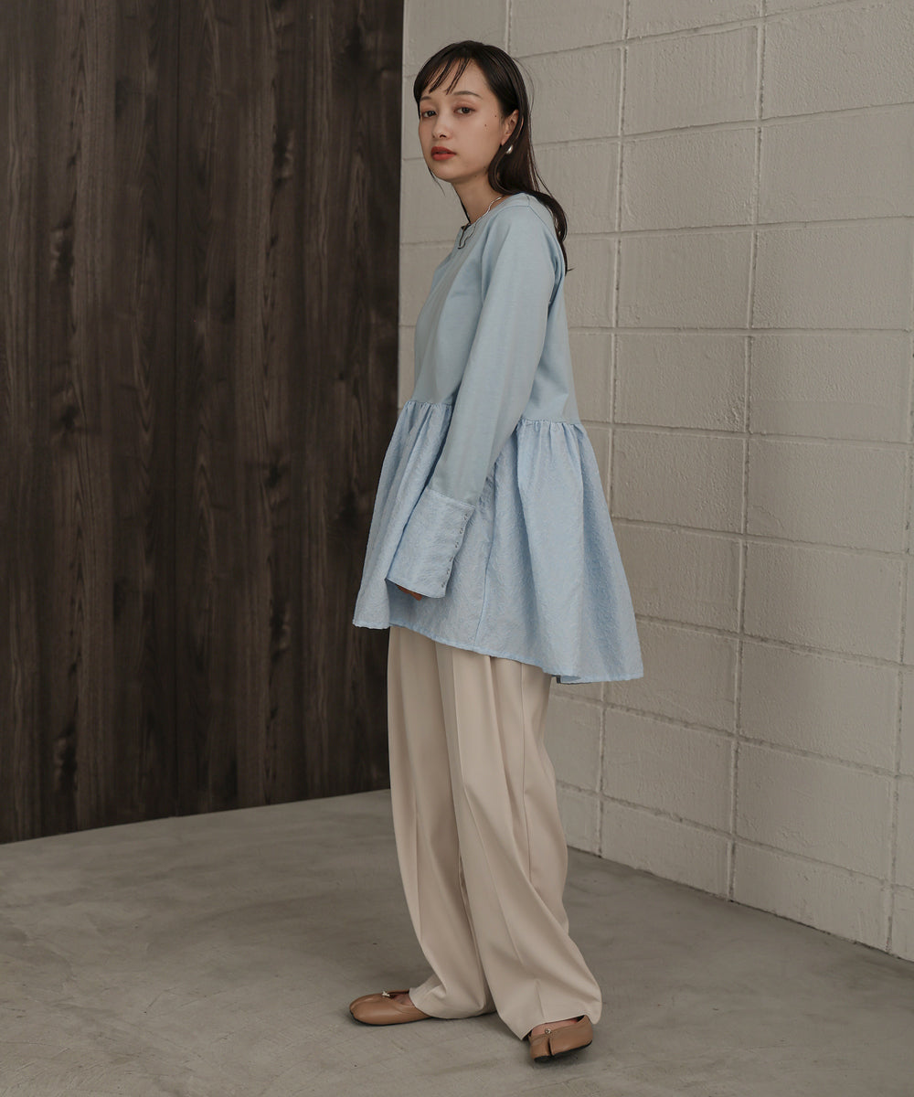 Bab ドットボタンペプラムトップス