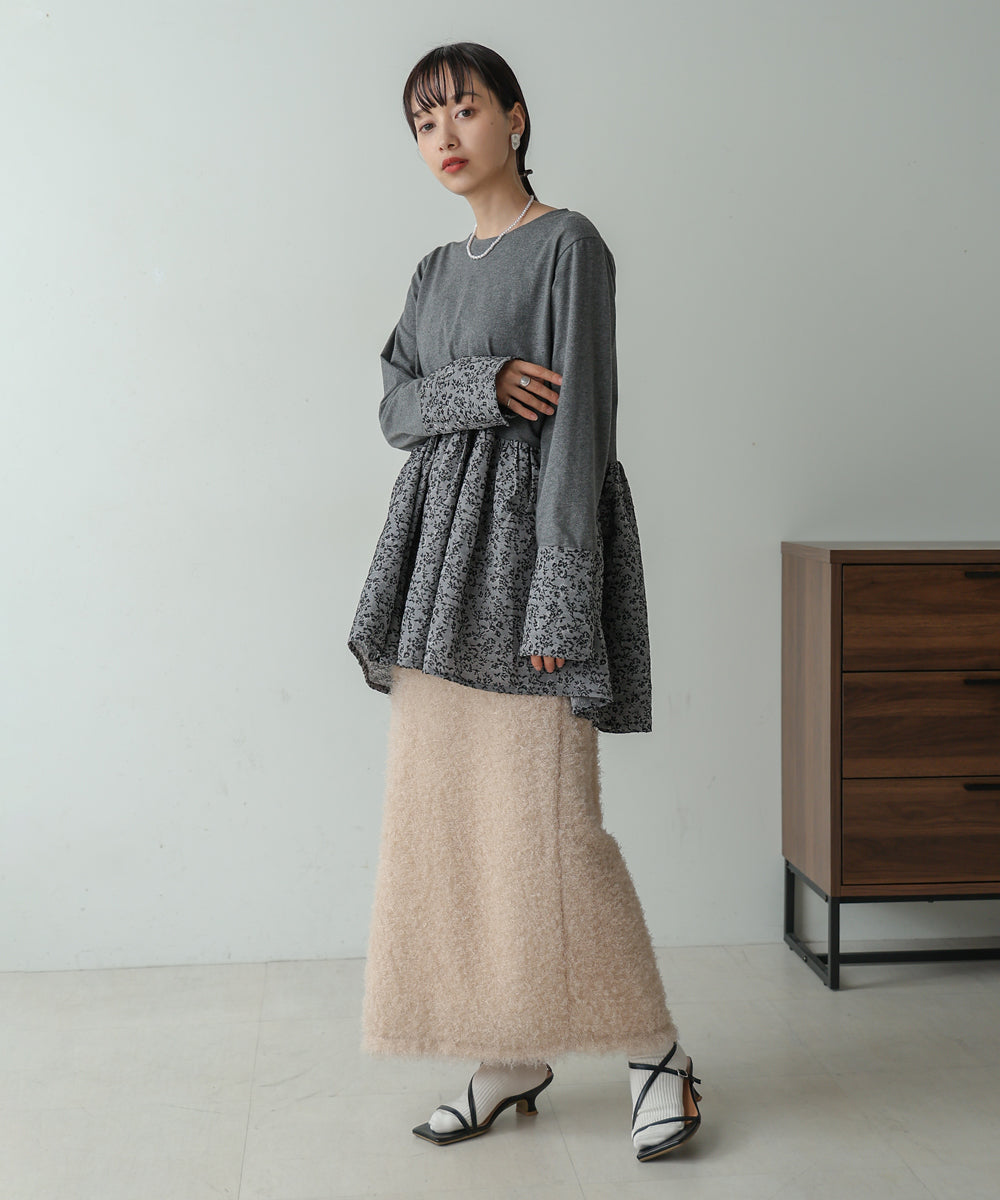 Bab ドットボタンペプラムトップス