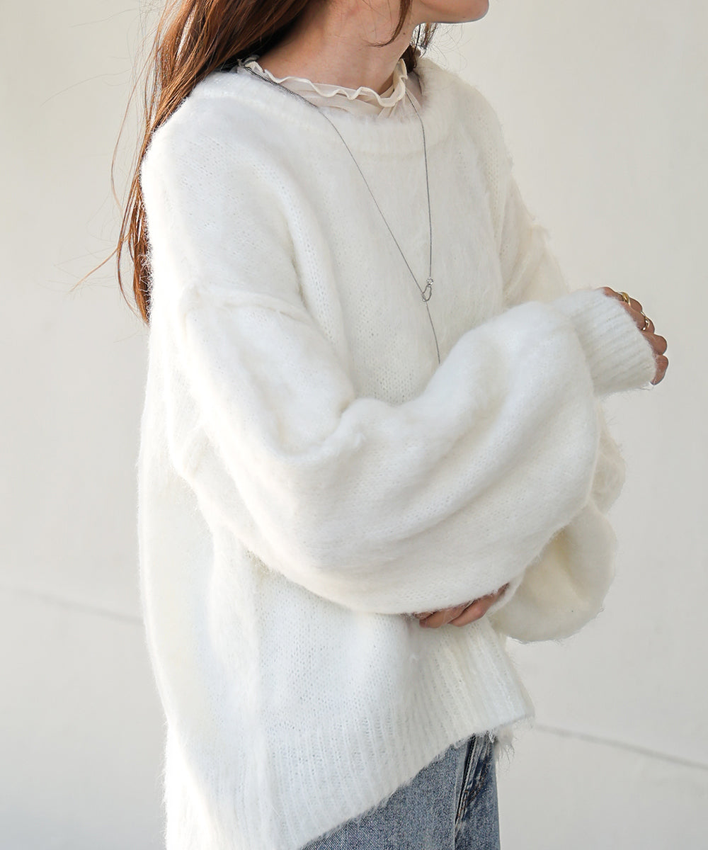 Bab ボリュームスリーブモヘヤライクニット