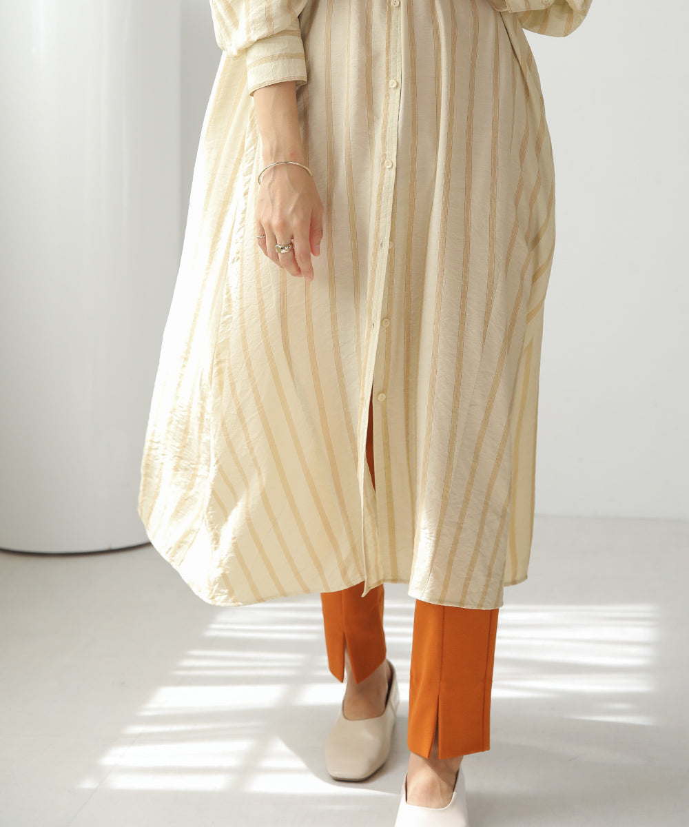 シアーストライプシャツプルオーバー