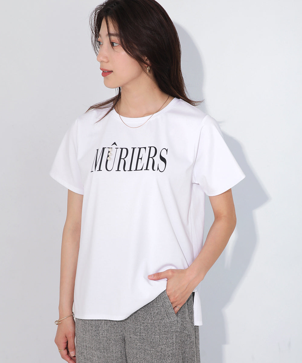 BouJeloud コットンロゴパールTシャツ