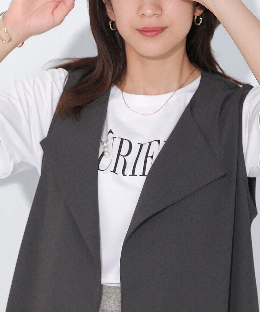 BouJeloud コットンロゴパールTシャツ
