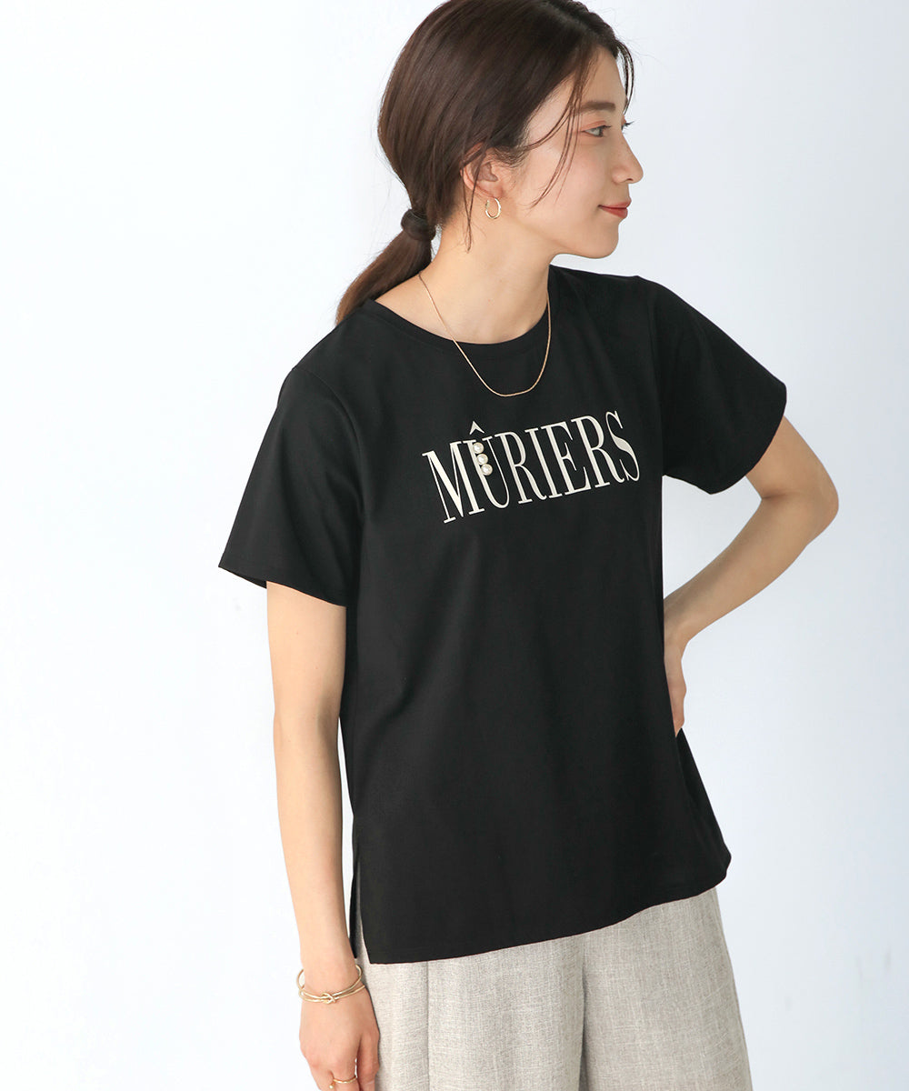 BouJeloud コットンロゴパールTシャツ