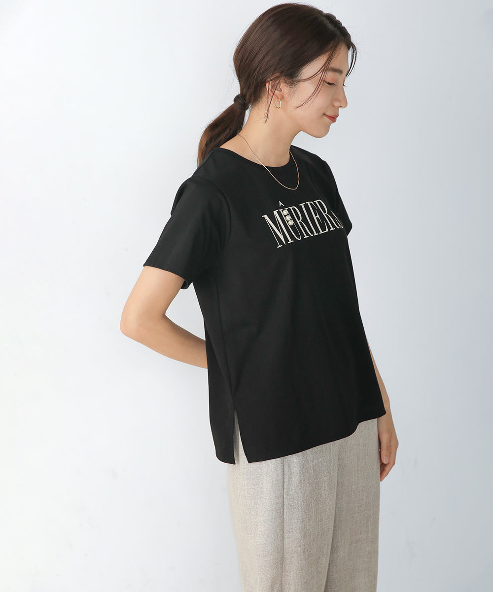 BouJeloud コットンロゴパールTシャツ