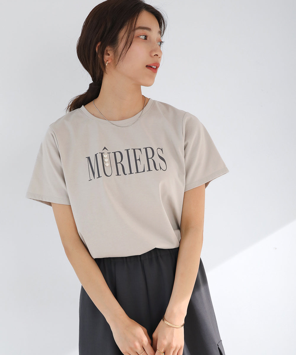 BouJeloud コットンロゴパールTシャツ