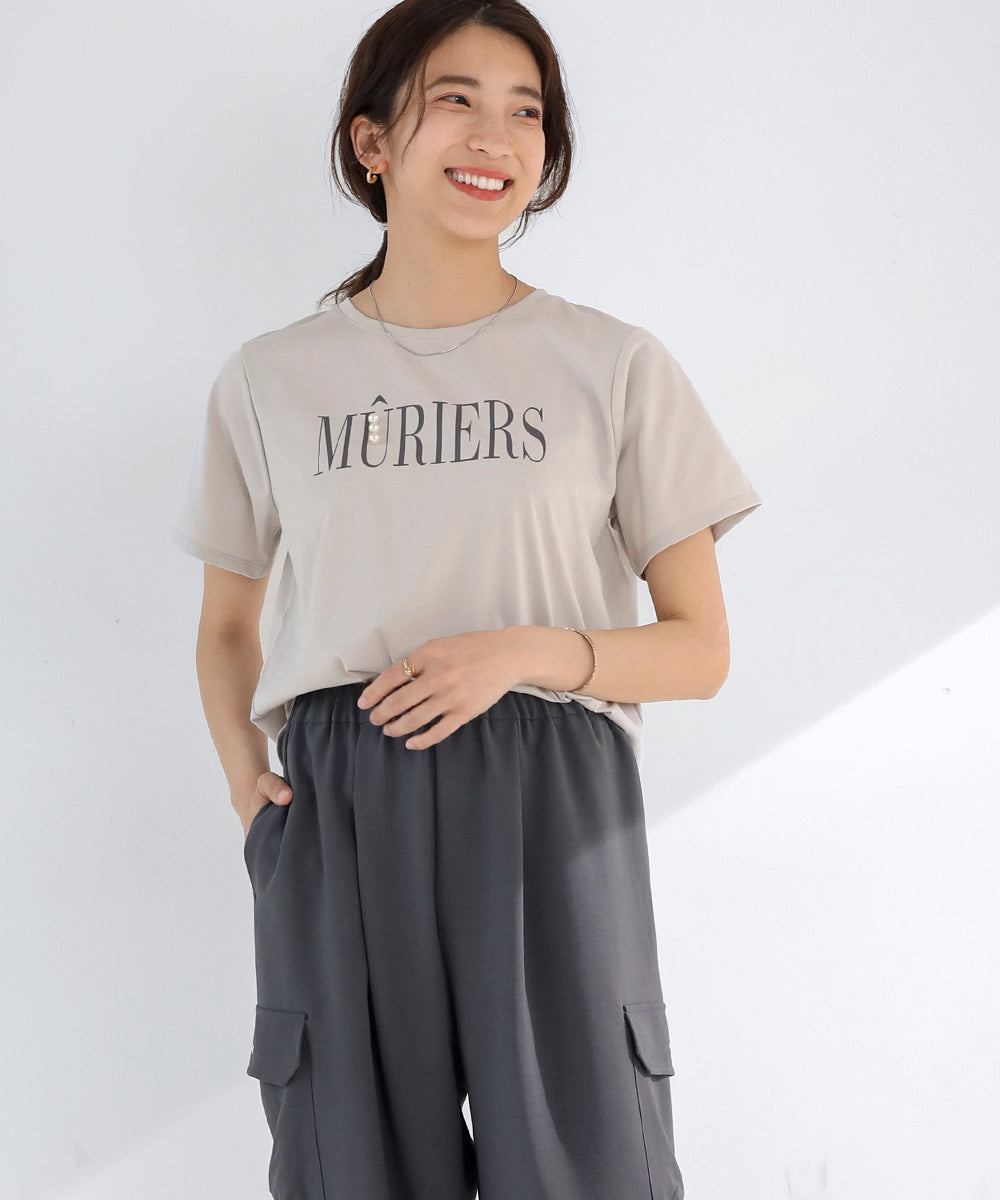 BouJeloud コットンロゴパールTシャツ