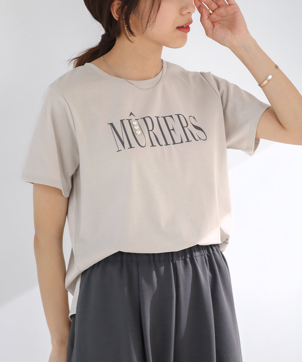BouJeloud コットンロゴパールTシャツ