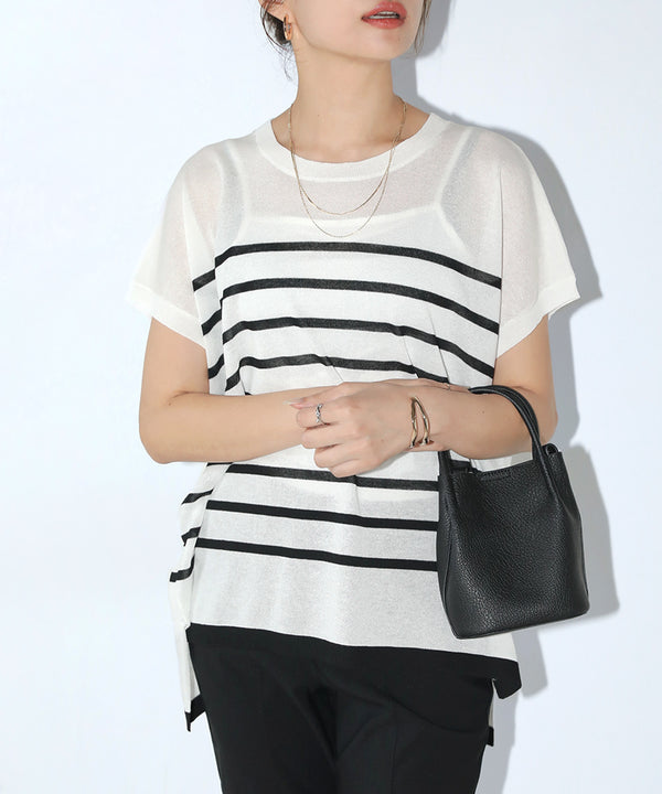 ニットボーダートップス