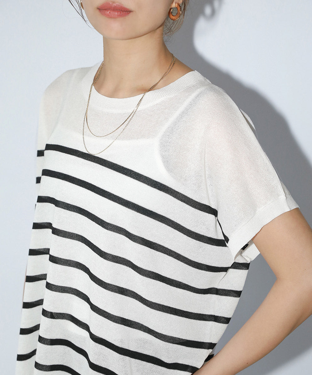 ニットボーダートップス