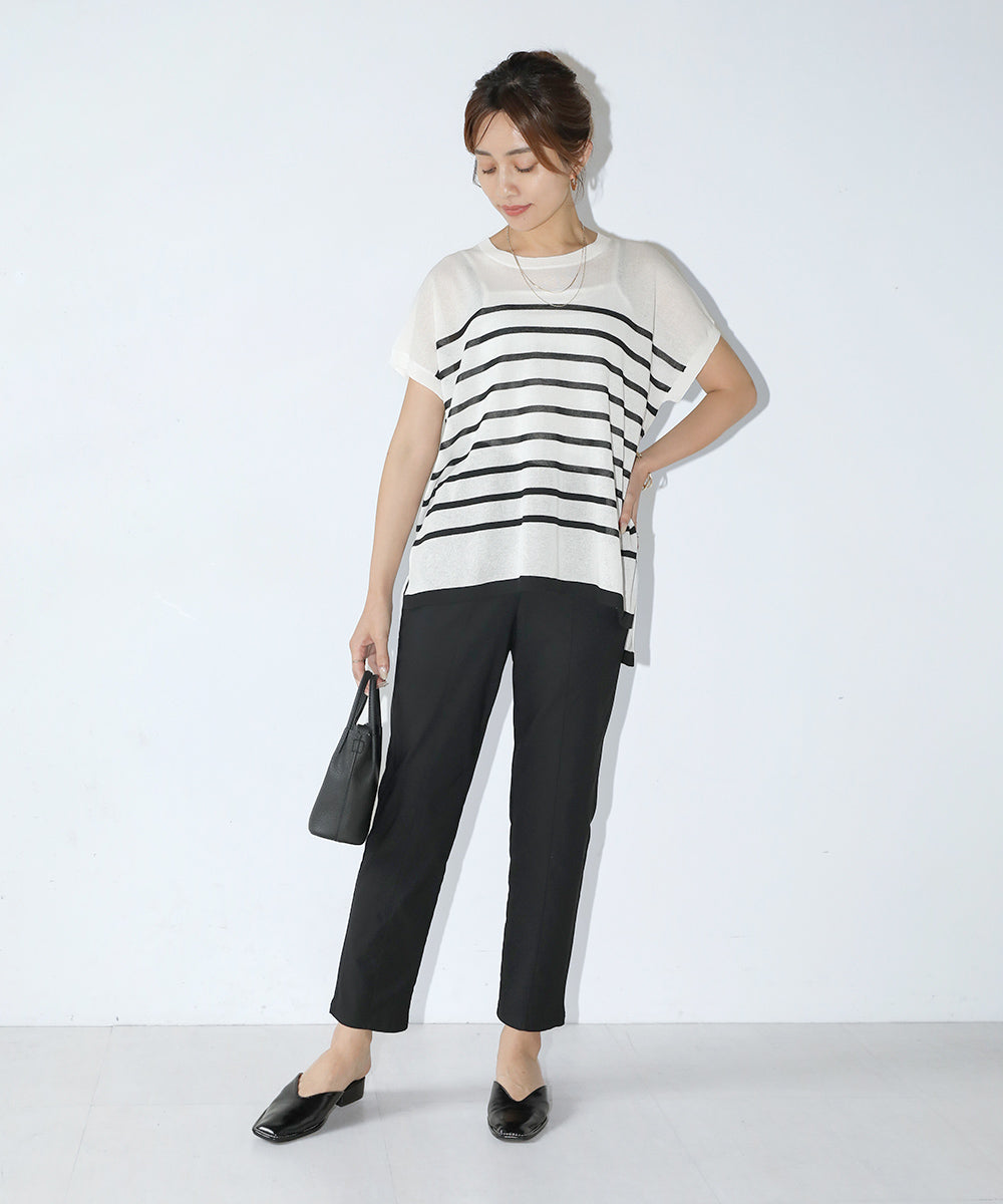 ニットボーダートップス