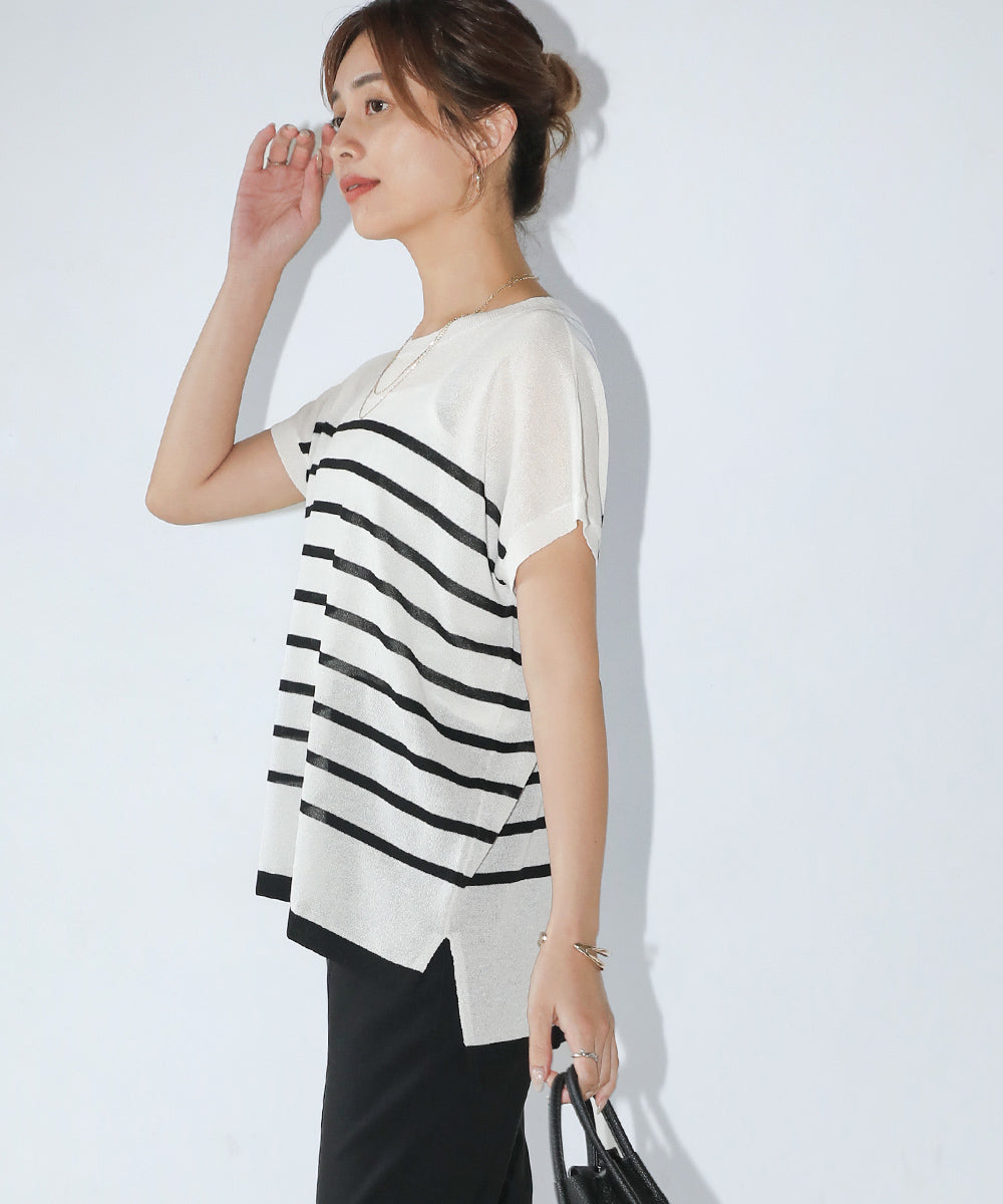 ニットボーダートップス