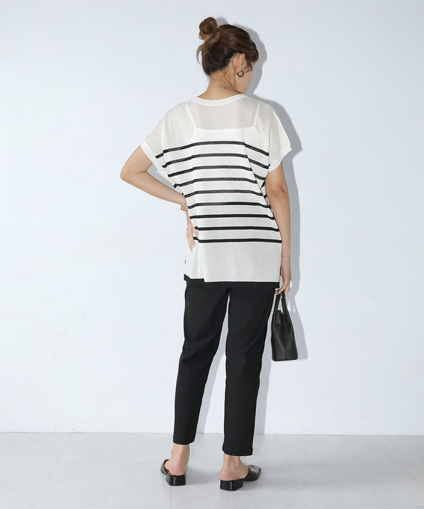 ニットボーダートップス