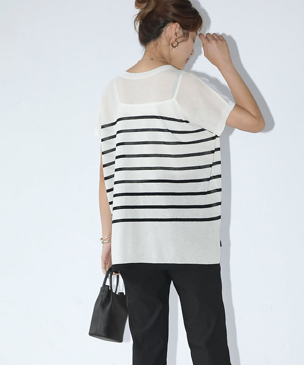 ニットボーダートップス