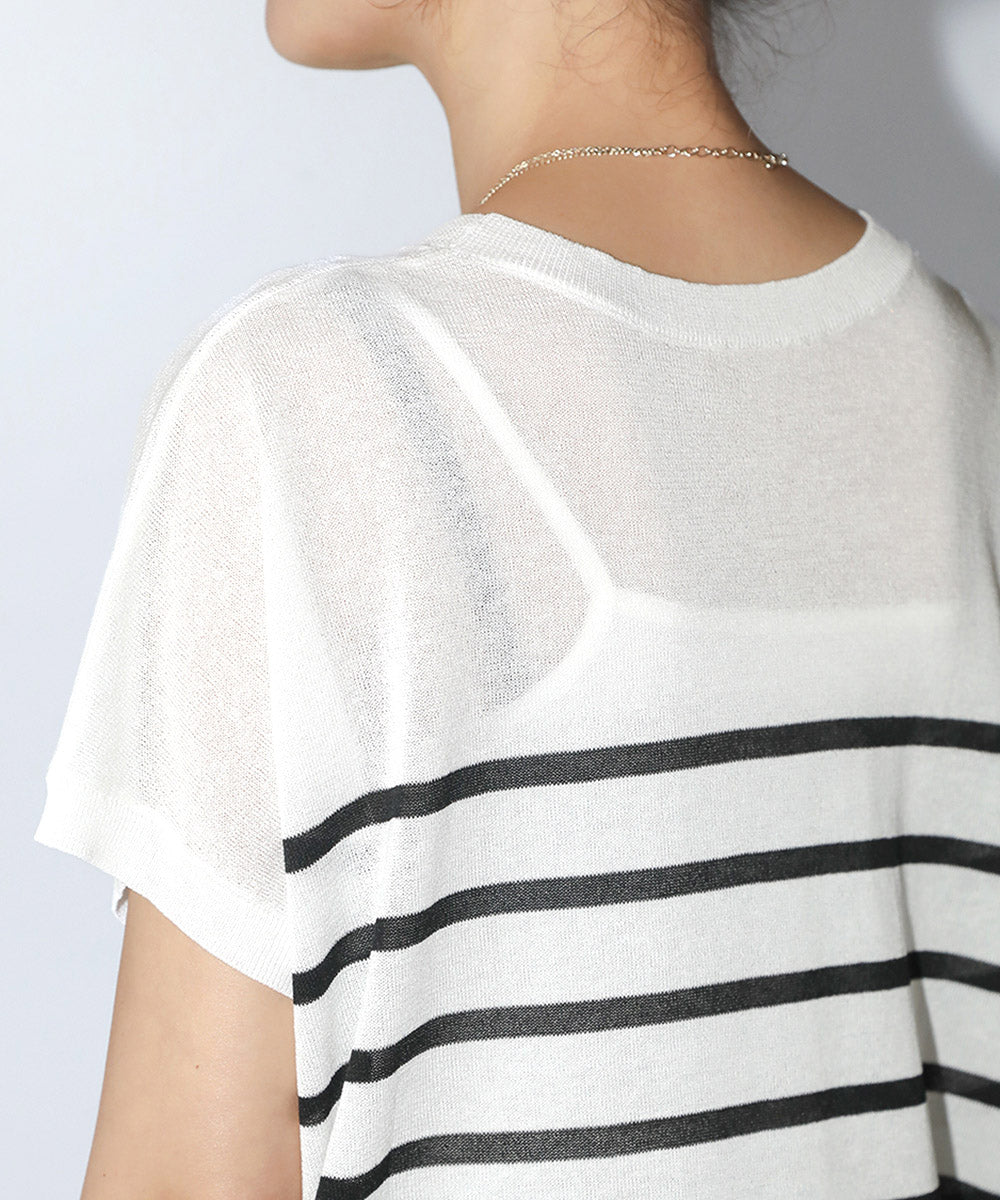 ニットボーダートップス