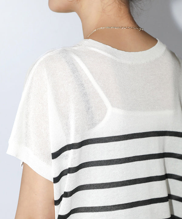 ニットボーダートップス