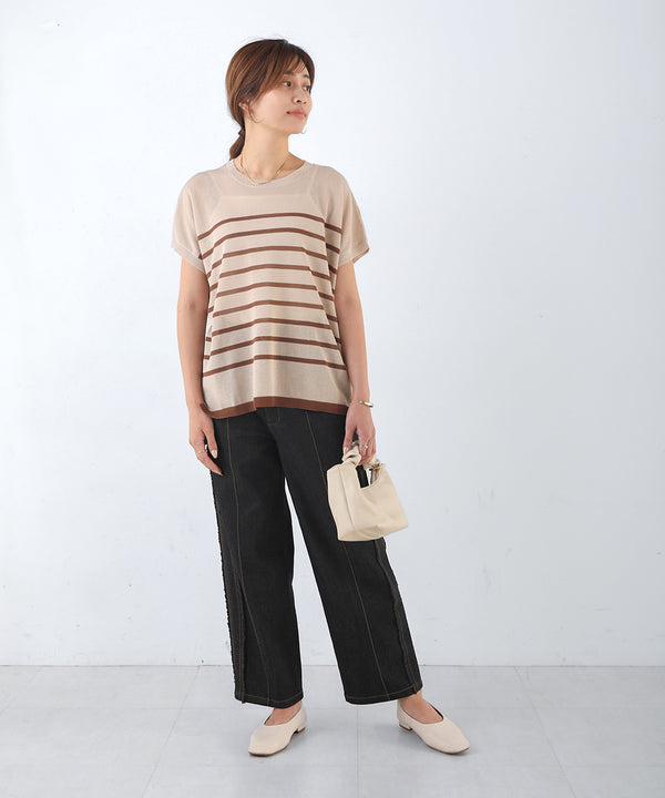 ニットボーダートップス