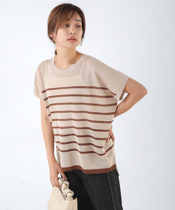 ニットボーダートップス