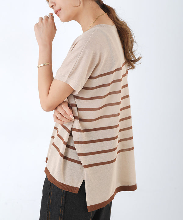 ニットボーダートップス