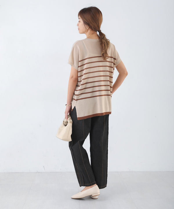 ニットボーダートップス