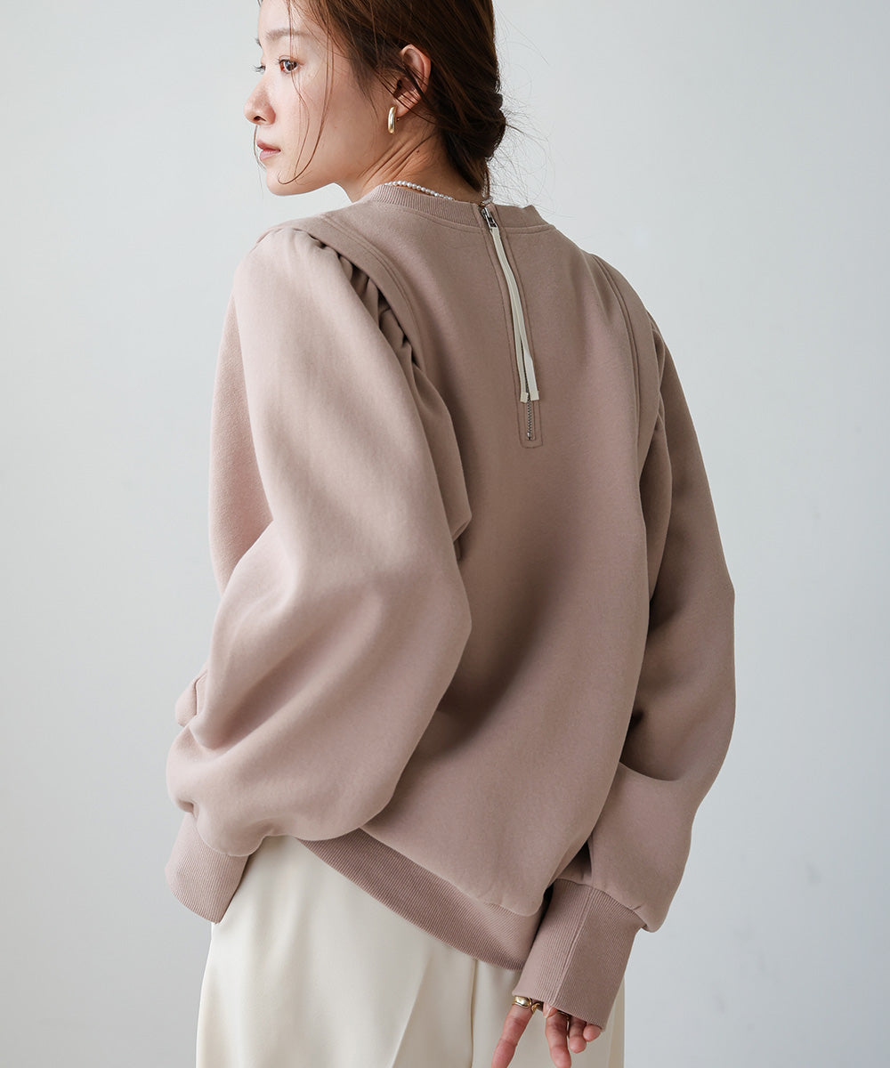 袖ギャザー裏起毛スウェット