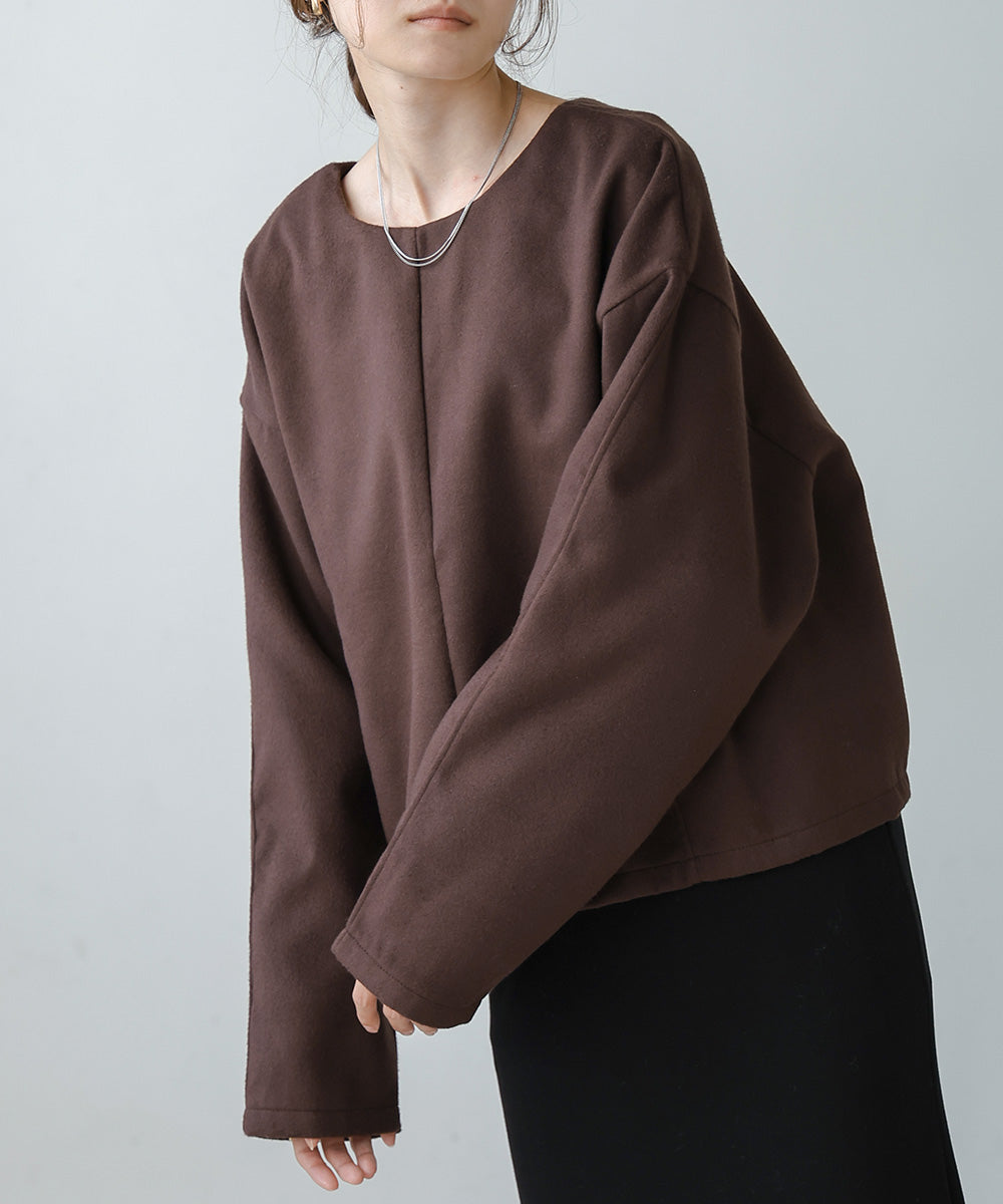 前後2WAYウールライクキーネックプルオーバー