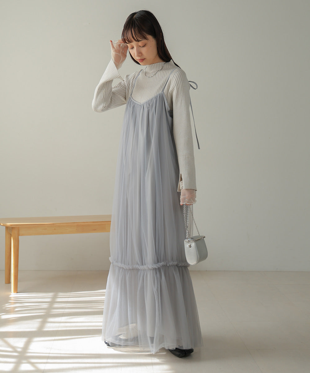 Bab チュールレイヤードリブニット