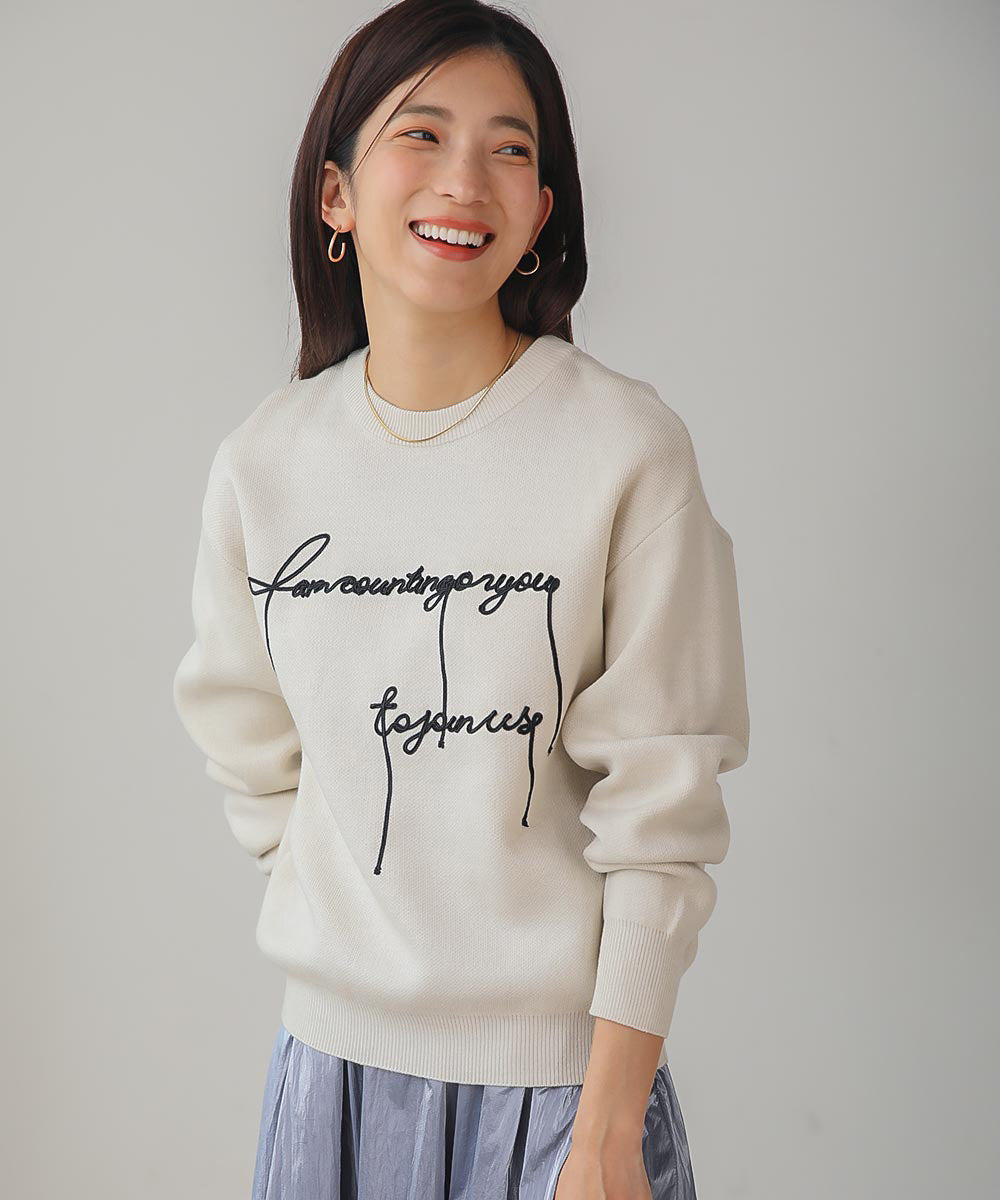 リサイクルヤーンロゴ刺繍プルオーバー