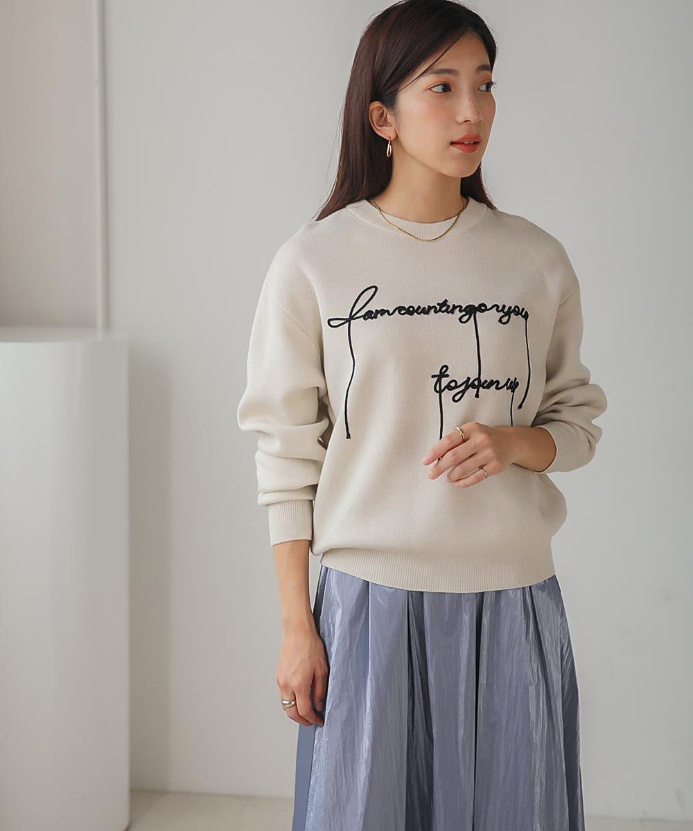 リサイクルヤーンロゴ刺繍プルオーバー