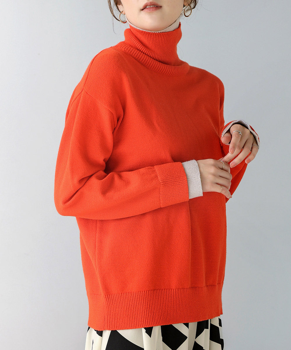 バイカラータートルプルオーバー