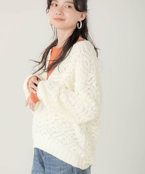 Bab モールヤーンキーネックプルオーバー