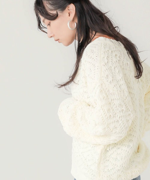 Bab モールヤーンキーネックプルオーバー