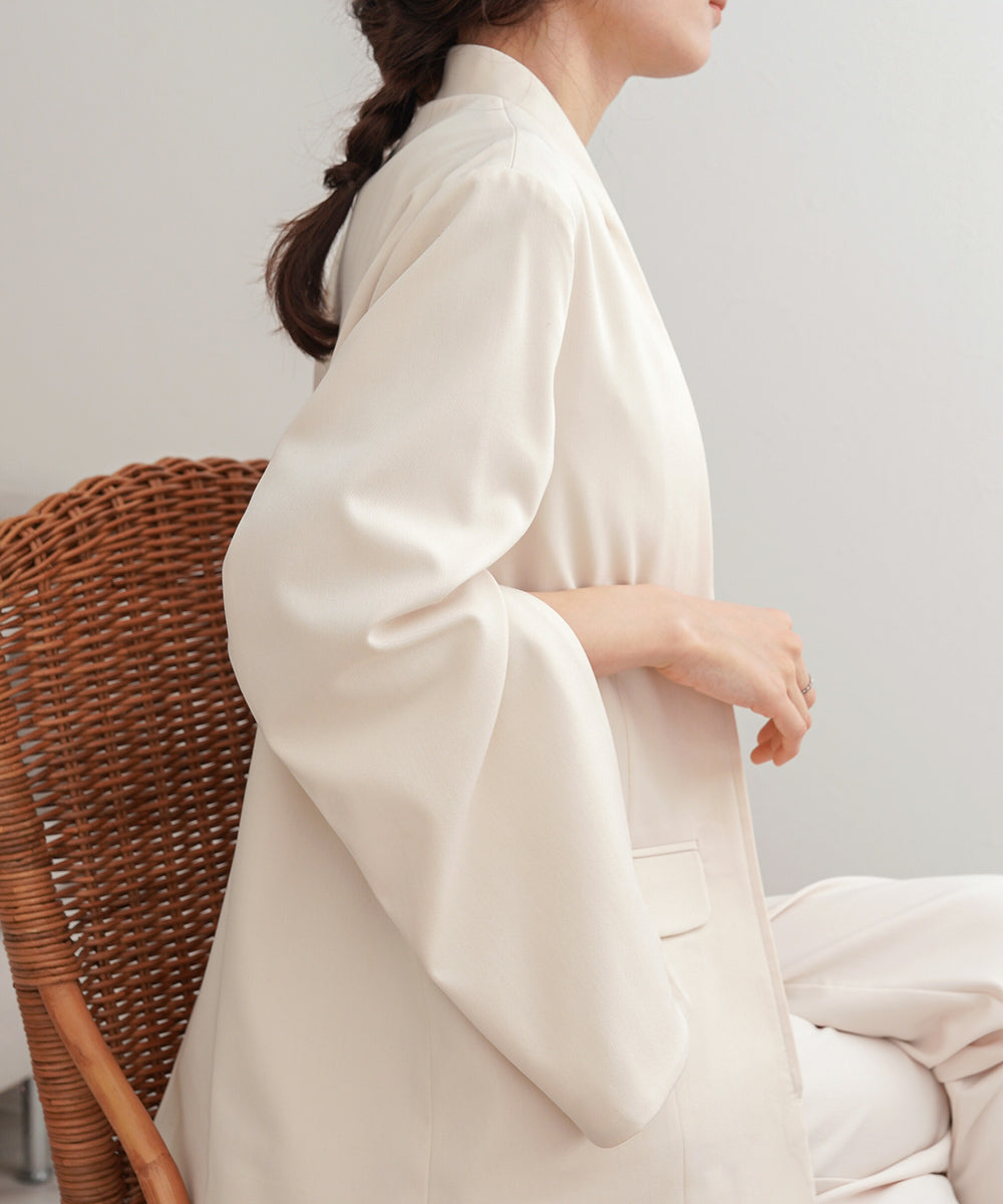 【オケージョンドレス/結婚式/2サイズ展開/SET ITEM/インナー付き/裏地付き】袖スリットジャケット