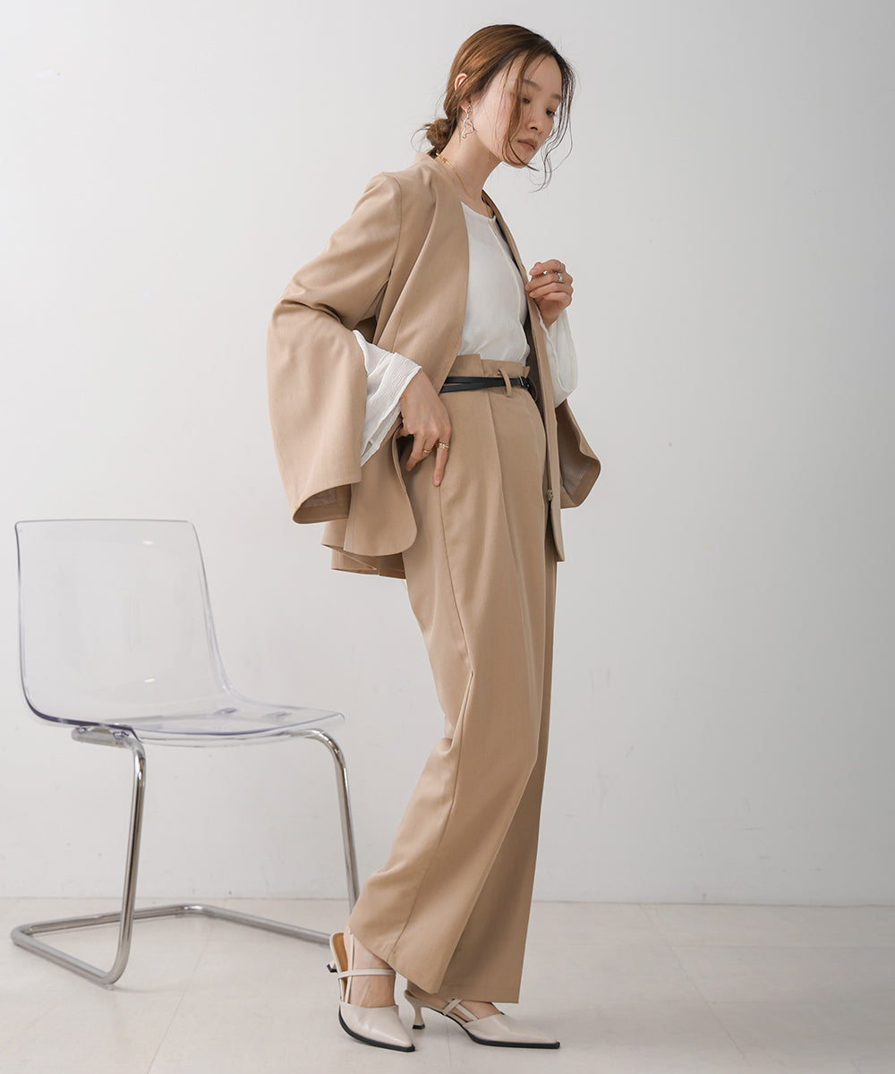 【オケージョンドレス/結婚式/2サイズ展開/SET ITEM/インナー付き/裏地付き】袖スリットジャケット