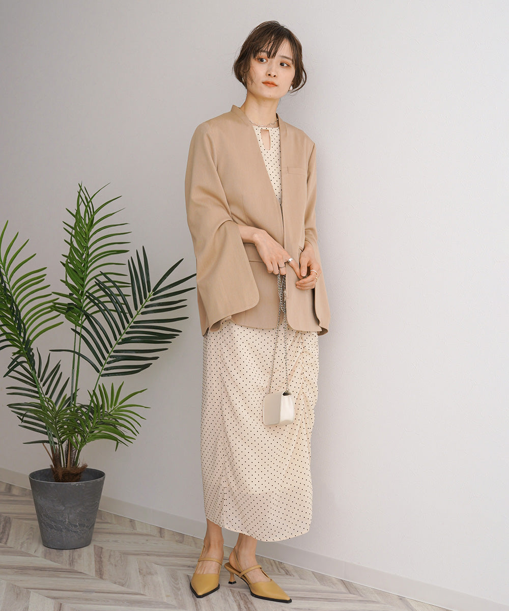 【オケージョンドレス/結婚式/2サイズ展開/SET ITEM/インナー付き/裏地付き】袖スリットジャケット