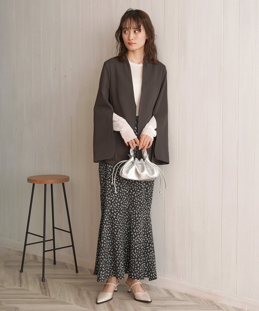 【オケージョンドレス/結婚式/2サイズ展開/SET ITEM/インナー付き/裏地付き】袖スリットジャケット